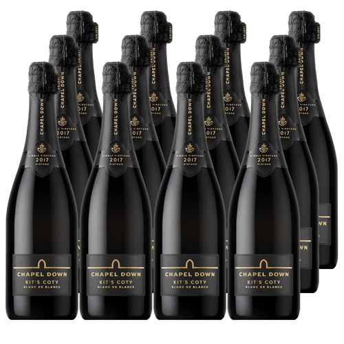 Buy a Case of 12 Bottles of Chapel Down Kits Coty Blanc de Blancs 2017 Vintage English Sparkling 75cl - Securely Packaged and Delivered Together